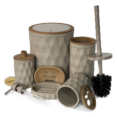 Будкрам купить Набор аксессуаров для ванной комнаты DIAMOND 5в1, коричневый OKYANUS Набор аксессуаров для ванной комнаты DIAMOND 5в1, коричневый OKYANUS 2