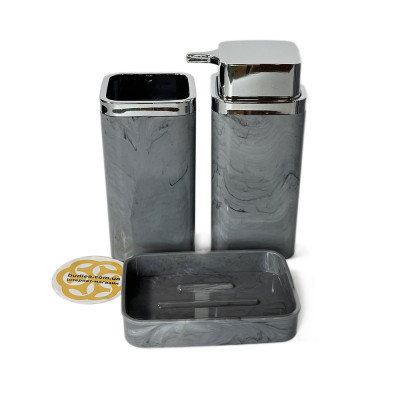 Будкрам купить Набор аксессуаров для ванной комнаты Kare 5в1, цвет мрамор OKYANUS Набор аксессуаров для ванной комнаты Kare 5в1, цвет мрамор OKYANUS 2