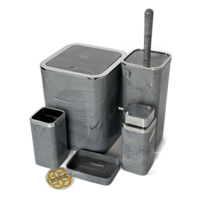 Будкрам купити Набір аксесуарів для ванної кімнати Kare 5в1, колір мармур OKYANUS