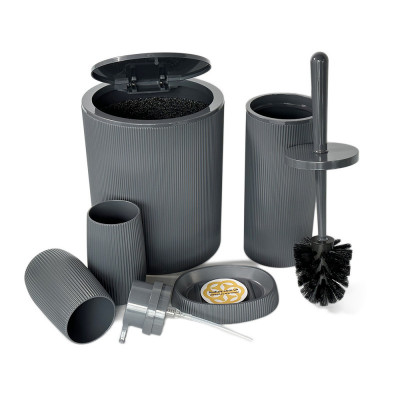 Будкрам купить Набор аксессуаров для ванной комнаты ROUND 5в1, серый OKYANUS Набор аксессуаров для ванной комнаты ROUND 5в1, серый OKYANUS 5