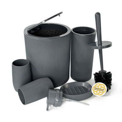 Будкрам купить Набор аксессуаров для ванной комнаты ROUND 5в1, серый OKYANUS Набор аксессуаров для ванной комнаты ROUND 5в1, серый OKYANUS 4