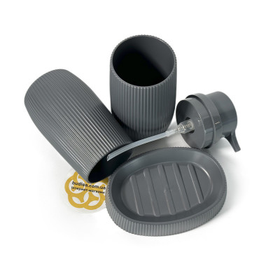 Будкрам купить Набор аксессуаров для ванной комнаты ROUND 5в1, серый OKYANUS Набор аксессуаров для ванной комнаты ROUND 5в1, серый OKYANUS 2