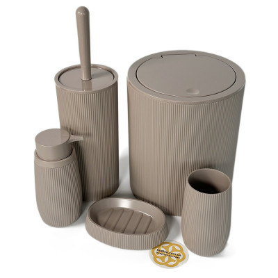 Будкрам купить Набор аксессуаров для ванной комнаты ROUND 5в1, коричневий OKYANUS Набор аксессуаров для ванной комнаты ROUND 5в1, коричневий OKYANUS 3