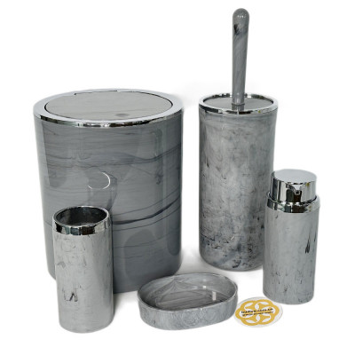 Будкрам купити Набір аксесуарів для ванної кімнати Round 5в1, мармур OKYANUS