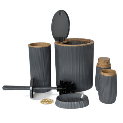 Будкрам купити Набір аксесуарів для ванної кімнати ROUND 5в1, антрацит OKYANUS