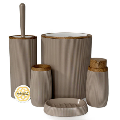 Будкрам купить Набор аксессуаров для ванной комнаты ROUND 5в1, коричневый OKYANUS Набор аксессуаров для ванной комнаты ROUND 5в1, коричневый OKYANUS 2