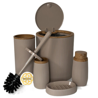 Будкрам купити Набір аксесуарів для ванної кімнати ROUND 5в1, коричневий OKYANUS