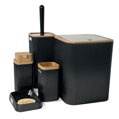 Будкрам купити Набір аксесуарів для ванної кімнати STELLA 5в1, чорний OKYANUS