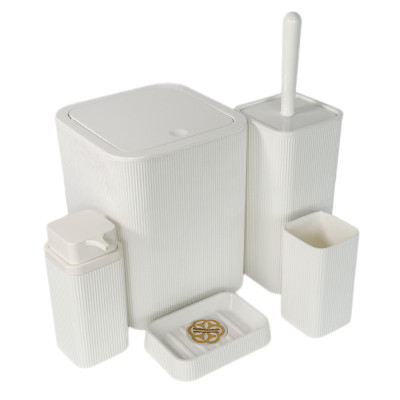 Будкрам купити Набір аксесуарів для ванної кімнати STELLA 5в1, білий OKYANUS