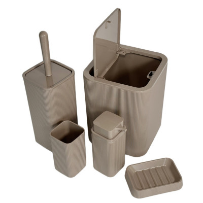 Будкрам купити Набір аксесуарів для ванної кімнати STELLA 5в1, коричневий OKYANUS Набір аксесуарів для ванної кімнати STELLA 5в1, коричневий OKYANUS 8