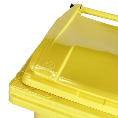 Будкрам купить Мусорный бак на колесах 120 л, усиленный пластик, желтый Afacan Plastik Мусорный бак на колесах 120 л, усиленный пластик, желтый Afacan Plastik 3