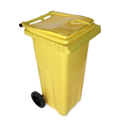Будкрам купить Мусорный бак на колесах 120 л, усиленный пластик, желтый Afacan Plastik
