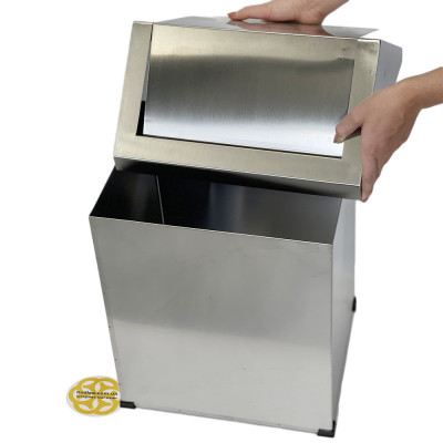 Будкрам купити Контейнер для сміття 45 Л з кришкою, що коливається, нержавіюча сталь, хром Sanpreis Контейнер для сміття 45 Л з кришкою, що коливається, нержавіюча сталь, хром Sanpreis 2