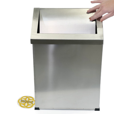 Будкрам купити Контейнер для сміття 45 Л з кришкою, що коливається, нержавіюча сталь, хром Sanpreis Контейнер для сміття 45 Л з кришкою, що коливається, нержавіюча сталь, хром Sanpreis 5