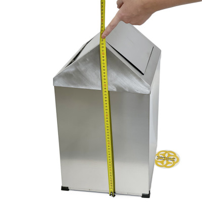 Будкрам купити Контейнер для сміття 45 Л з кришкою, що коливається, нержавіюча сталь, хром Sanpreis Контейнер для сміття 45 Л з кришкою, що коливається, нержавіюча сталь, хром Sanpreis 4