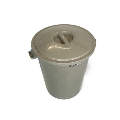 Будкрам купить Пластиковый мусорный бак с крышкой, объем 50 Л, серый  Afacan Plastik