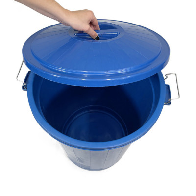 Будкрам купить Мусорный бак с крышкой на зажимах, объем 70 Л, пластик, синий Afacan Plastik Мусорный бак с крышкой на зажимах, объем 70 Л, пластик, синий Afacan Plastik 3