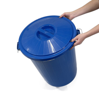 Будкрам купить Мусорный бак с крышкой на зажимах, объем 70 Л, пластик, синий Afacan Plastik Мусорный бак с крышкой на зажимах, объем 70 Л, пластик, синий Afacan Plastik 2