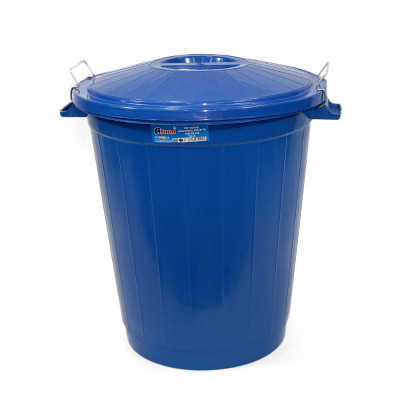 Будкрам купить Мусорный бак с крышкой на зажимах, объем 70 Л, пластик, синий Afacan Plastik