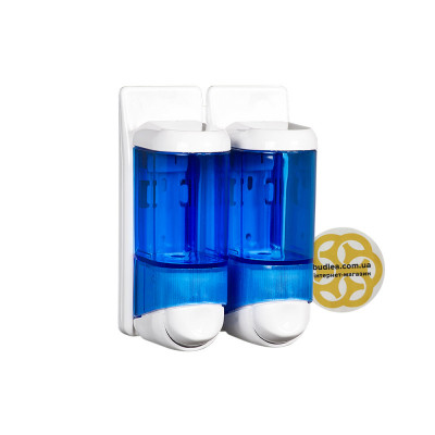 Будкрам купити Дозатор для мила подвійний 2х170 мл, настінний, синьо-білий Afacan Plastik