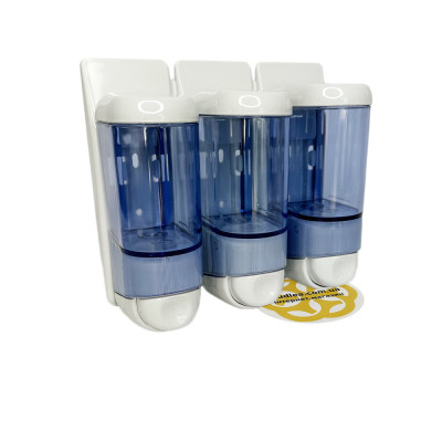 Будкрам купити Дозатор для мила потрійний 3х170 мл, настінний, синьо-білий Afacan Plastik