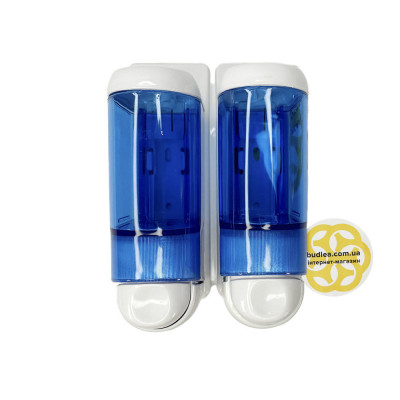 Будкрам купити Дозатор для мила подвійний 2х250 мл, настінний, синьо-білий Afacan Plastik