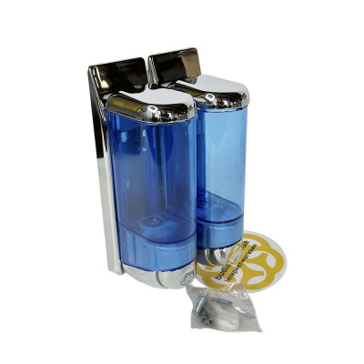 Будкрам купити Дозатор для мила подвійний 2х250 мл, настінний, синій хром Afacan Plastik Дозатор для мила подвійний 2х250 мл, настінний, синій хром Afacan Plastik 2