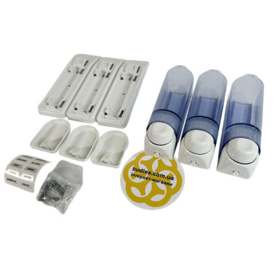 Будкрам купити Дозатор для мила потрійний 3х250 мл, настінний, синьо-білий Afacan Plastik Дозатор для мила потрійний 3х250 мл, настінний, синьо-білий Afacan Plastik 5