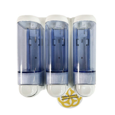 Будкрам купити Дозатор для мила потрійний 3х250 мл, настінний, синьо-білий Afacan Plastik