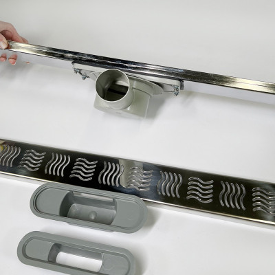 Будкрам купити Трап для душу CLASSIC LEGAL 80 см, горизонтальний, поворотний сифон, з гідрозатвором, грати хвиля Sanpreis Трап для душу CLASSIC LEGAL 80 см, горизонтальний, поворотний сифон, з гідрозатвором, грати хвиля Sanpreis 3