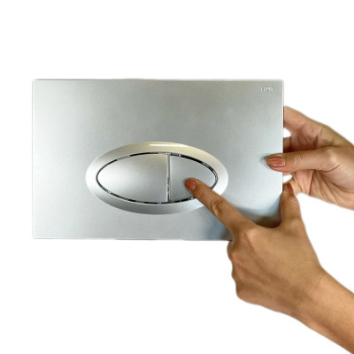 Будкрам купити Кнопка змиву для інсталяції 3/6Л, овальна, хром сатин Sanpreis Кнопка змиву для інсталяції 3/6Л, овальна, хром сатин Sanpreis 3