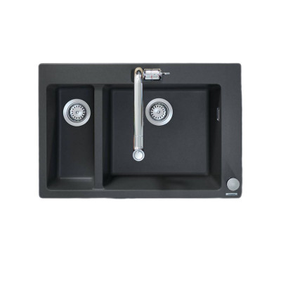 Будкрам купить Кухонная мойка C51-F635-04 на столешницу на две чаши, 770x510, искусственный камень, цвет графит  Hansgrohe