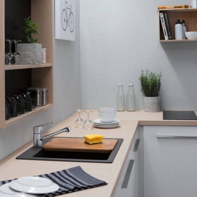 Будкрам купити Кухонна мийка S510-F450 на стільницю, 560х510, штучний камінь, сірий колір Hansgrohe Кухонна мийка S510-F450 на стільницю, 560х510, штучний камінь, сірий колір Hansgrohe 3