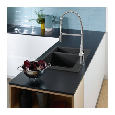 Будкрам купити Кухонна мийка S510-F635 на стільницю на дві чаші, 770х510, штучний камінь, сірий колір Hansgrohe Кухонна мийка S510-F635 на стільницю на дві чаші, 770х510, штучний камінь, сірий колір Hansgrohe 2