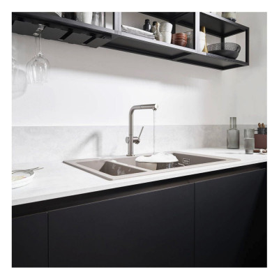 Будкрам купити Кухонна мийка S510-F635 на стільницю на дві чаші, 770х510, штучний камінь, колір бетон Hansgrohe Кухонна мийка S510-F635 на стільницю на дві чаші, 770х510, штучний камінь, колір бетон Hansgrohe 3