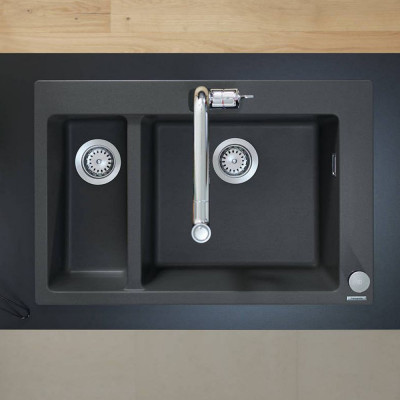 Будкрам купити Кухонна мийка S510-F635 на стільницю на дві чаші, 770х510, штучний камінь, колір графіт Hansgrohe Кухонна мийка S510-F635 на стільницю на дві чаші, 770х510, штучний камінь, колір графіт Hansgrohe 3