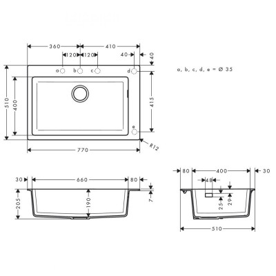 Будкрам купити Кухонна мийка S510-F660 на стільницю, 770х510, штучний камінь, сірий колір Hansgrohe Кухонна мийка S510-F660 на стільницю, 770х510, штучний камінь, сірий колір Hansgrohe 2