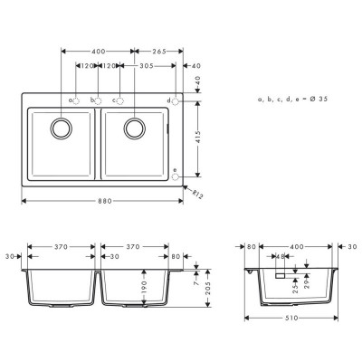 Будкрам купити Кухонна мийка S510-F770 на стільницю на дві чаші, 880х510, штучний камінь, колір графіт Hansgrohe Кухонна мийка S510-F770 на стільницю на дві чаші, 880х510, штучний камінь, колір графіт Hansgrohe 3