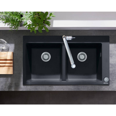 Будкрам купити Кухонна мийка S510-F770 на стільницю на дві чаші, 880х510, штучний камінь, колір графіт Hansgrohe Кухонна мийка S510-F770 на стільницю на дві чаші, 880х510, штучний камінь, колір графіт Hansgrohe 2