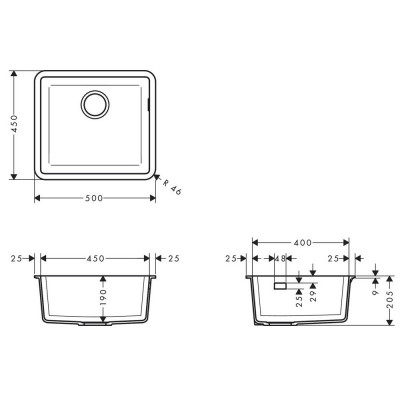Будкрам купити Кухонна мийка S510-U450 під стільницю, 500х450, штучний камінь, колір бетон Hansgrohe Кухонна мийка S510-U450 під стільницю, 500х450, штучний камінь, колір бетон Hansgrohe 2