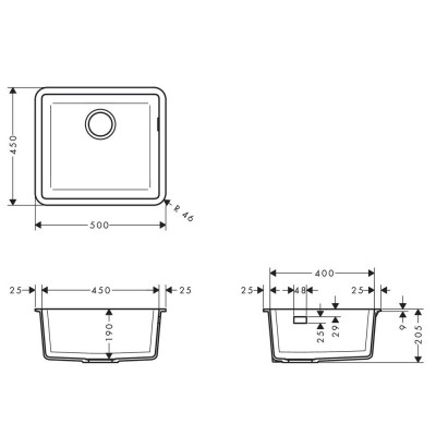 Будкрам купити Кухонна мийка S510-U450 під стільницю, 500х450, штучний камінь, колір графіт Hansgrohe Кухонна мийка S510-U450 під стільницю, 500х450, штучний камінь, колір графіт Hansgrohe 3