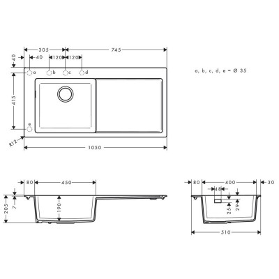 Будкрам купить Кухонная мойка S5110-F450 на столешницу, 1050х510, искусственный камень, цвет серый  Hansgrohe Кухонная мойка S5110-F450 на столешницу, 1050х510, искусственный камень, цвет серый  Hansgrohe 2