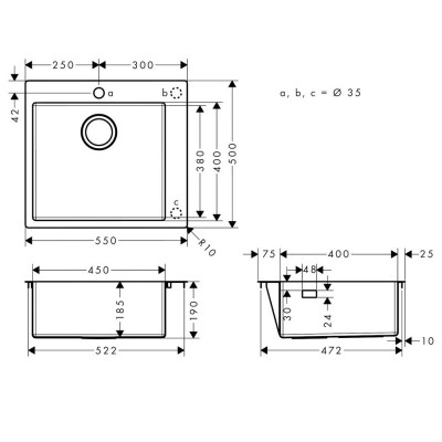 Будкрам купить Кухонная мойка S711-F450 под столешницу, 550х500, нержавеющая сталь  Hansgrohe Кухонная мойка S711-F450 под столешницу, 550х500, нержавеющая сталь  Hansgrohe 2