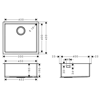 Будкрам купить Кухонная мойка S719-U450 под столешницу, 450х440, нержавеющая сталь  Hansgrohe Кухонная мойка S719-U450 под столешницу, 450х440, нержавеющая сталь  Hansgrohe 2