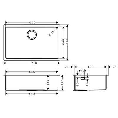 Будкрам купить Кухонная мойка S719-U660 под столешницу, 710х450, нержавеющая сталь  Hansgrohe Кухонная мойка S719-U660 под столешницу, 710х450, нержавеющая сталь  Hansgrohe 2