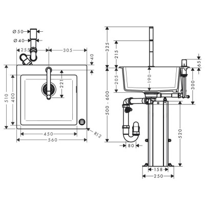 Будкрам купити Кухонна мийка із змішувачем COMBI C51-F450-06 на стільницю 560x510, колір графіт Hansgrohe Кухонна мийка із змішувачем COMBI C51-F450-06 на стільницю 560x510, колір графіт Hansgrohe 2