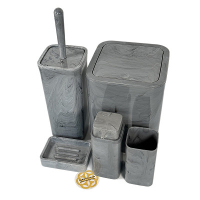 Будкрам купити Набір аксесуарів для ванної кімнати Kare 5в1, мармур OKYANUS