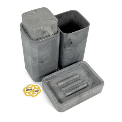 Будкрам купить Набор аксессуаров для ванной комнаты Kare 5в1, мрамор OKYANUS Набор аксессуаров для ванной комнаты Kare 5в1, мрамор OKYANUS 3