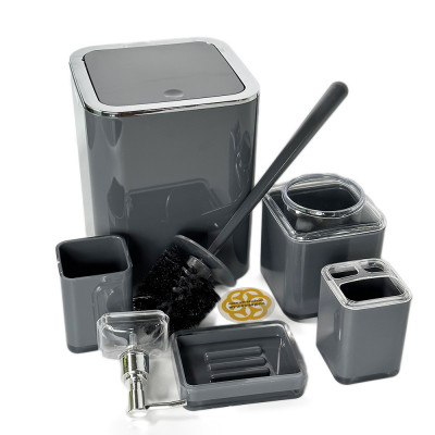 Будкрам купить Набор аксессуаров для ванной комнаты Baskili 5в1, антрацит OKYANUS Набор аксессуаров для ванной комнаты Baskili 5в1, антрацит OKYANUS 3