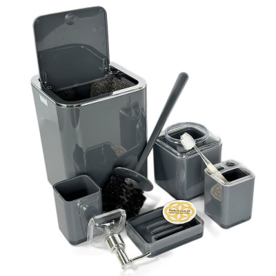 Будкрам купить Набор аксессуаров для ванной комнаты Baskili 5в1, антрацит OKYANUS Набор аксессуаров для ванной комнаты Baskili 5в1, антрацит OKYANUS 2